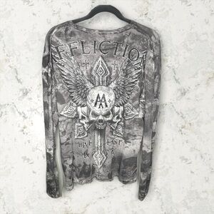 Y2K Affliction Skull Cross Thermal Long Sleeve